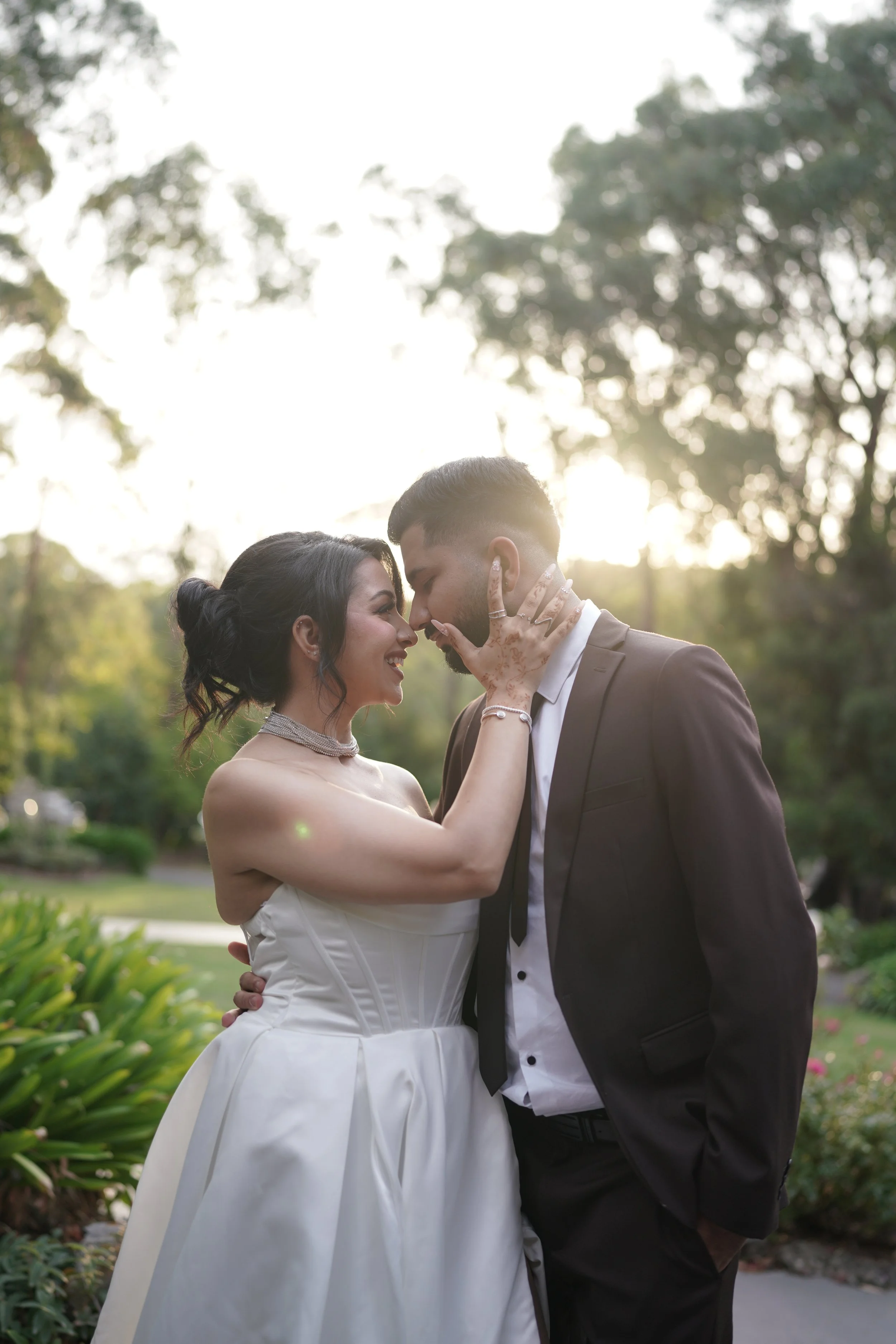 Melbourne wedding — bride and groom at golden hour, by Visualsbysam